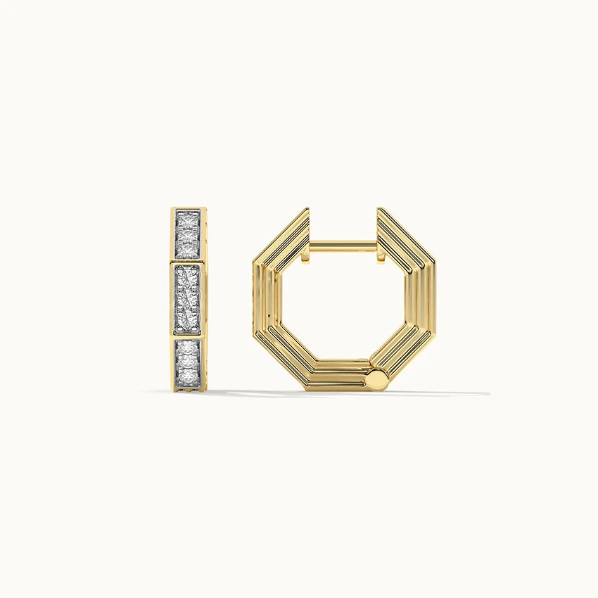 Octagon Small Diamond Hoops - Image 6