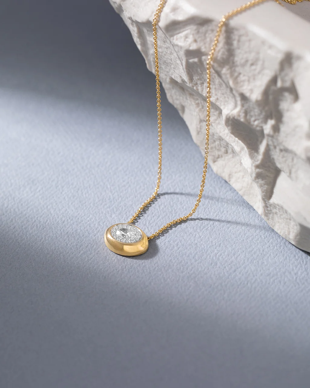 Oval Diamond Cluster Necklace - Image 5