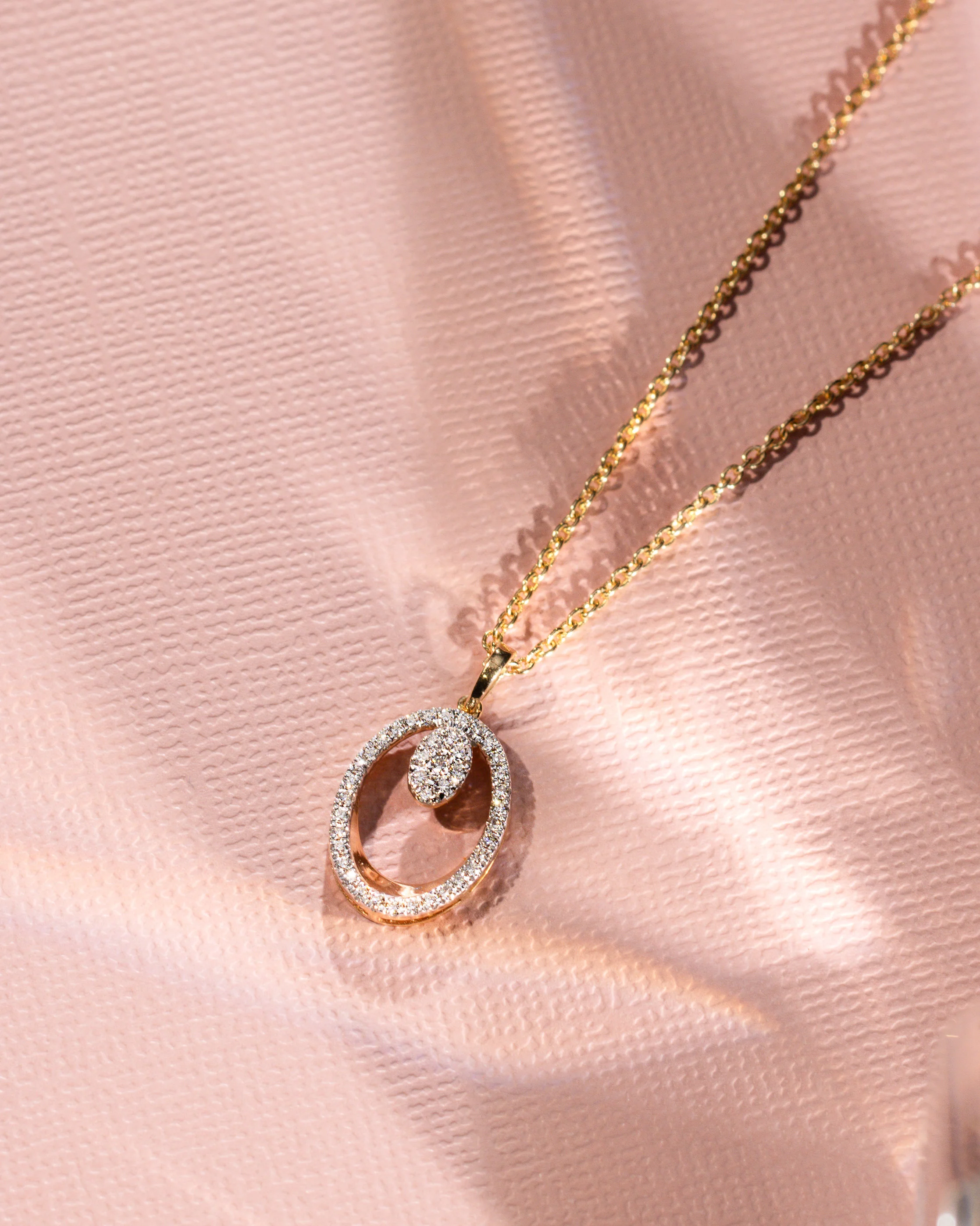 Oval Diamond Halo Necklace - Image 5