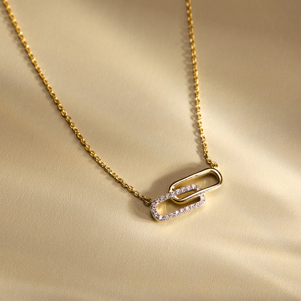 Paperclip Bar Diamond Necklace