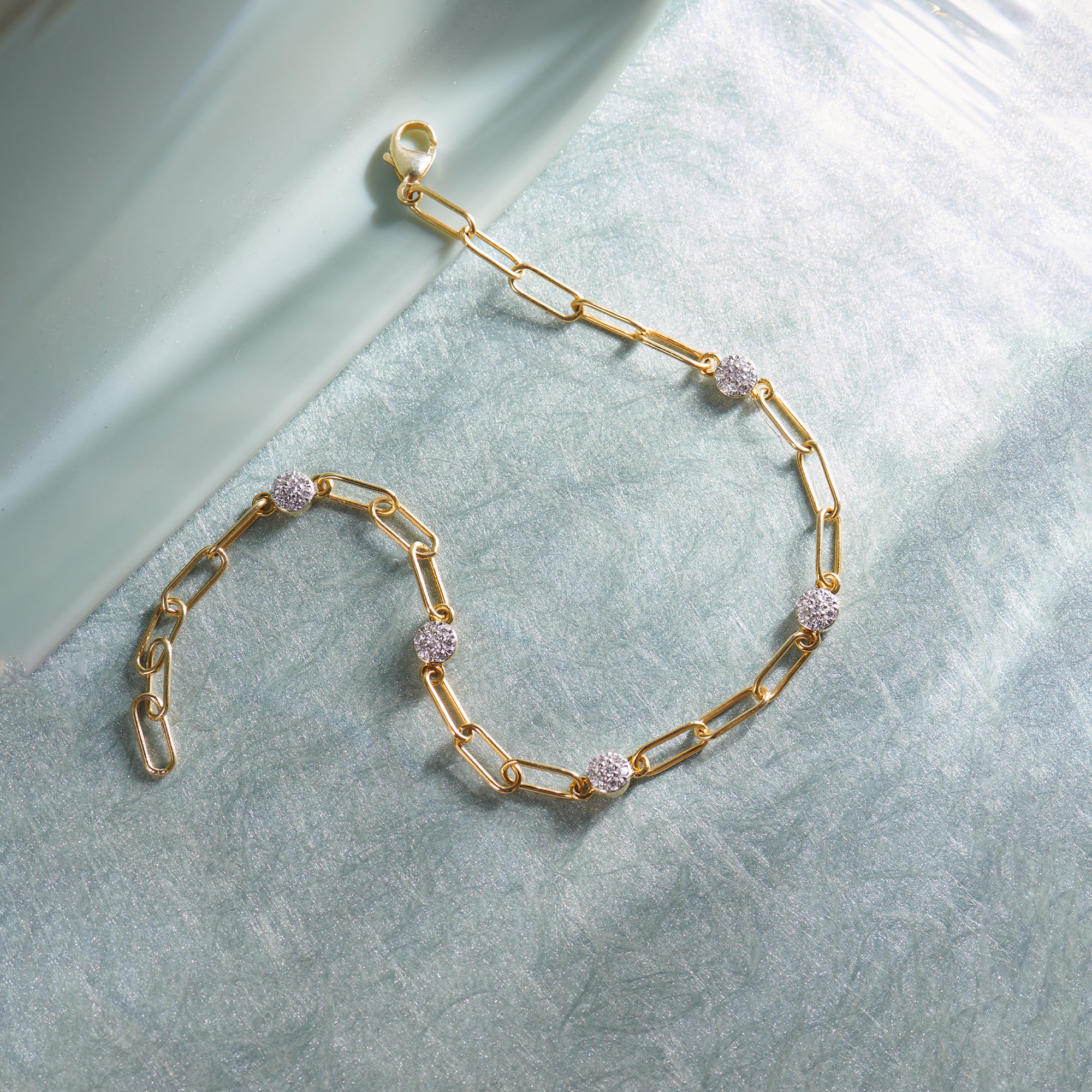 Paperclip Diamond Station Bracelet