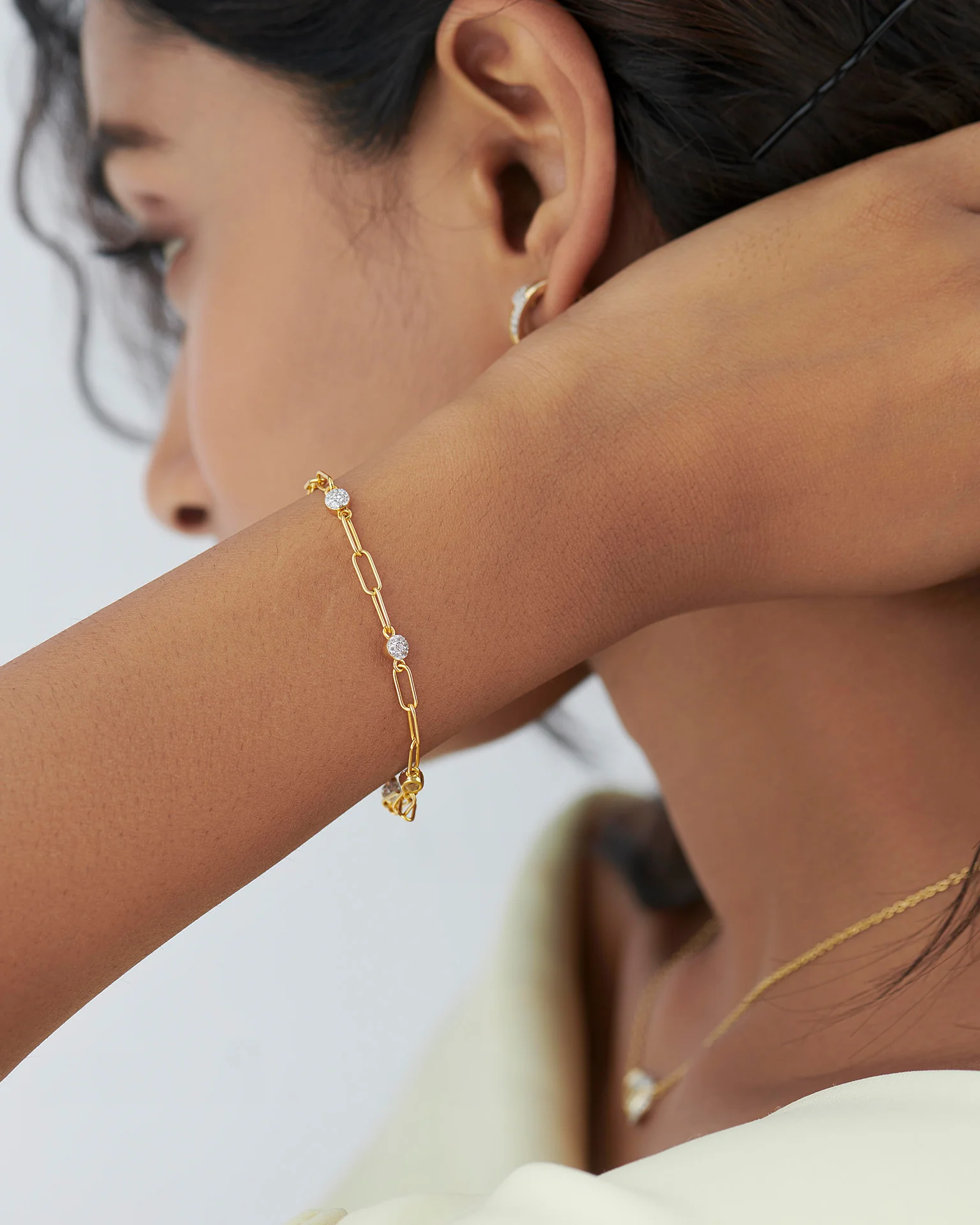 Paperclip Diamond Station Bracelet - Image 4