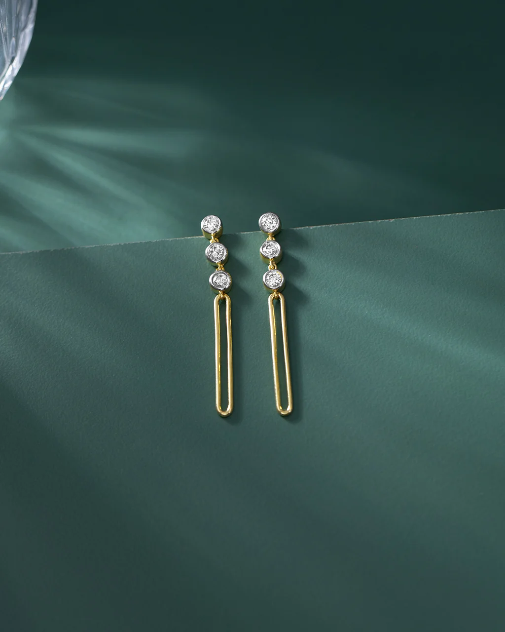 Paperclip Trio Diamond Drop Earrings - Image 6