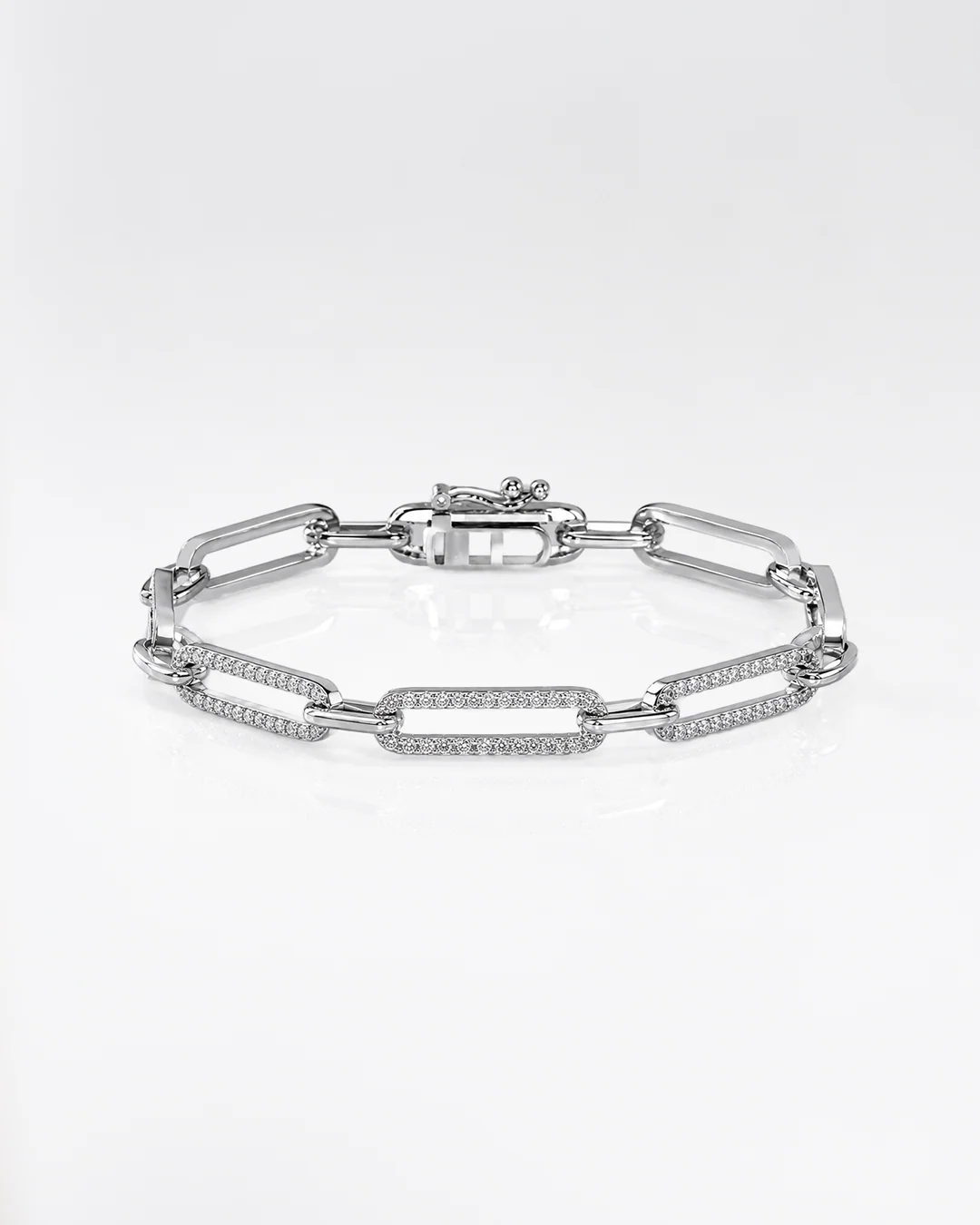 Pave Diamond Paperclip Bracelet