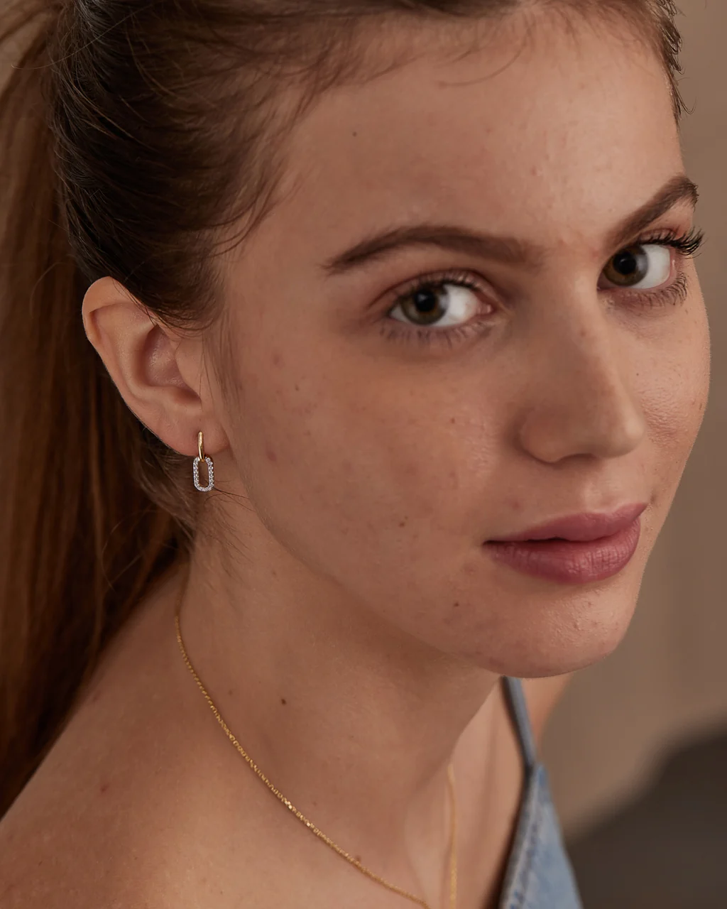 Pave Diamond Paperclip Drop Earrings - Image 4