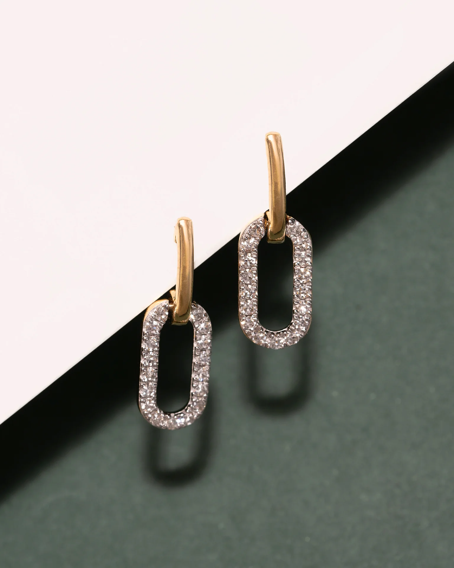 Pave Diamond Paperclip Drop Earrings - Image 5