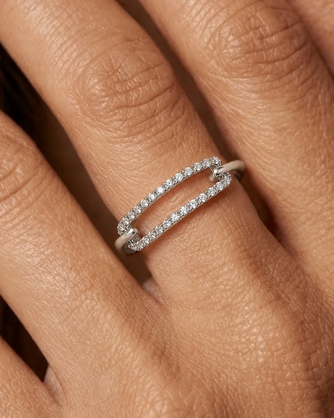 Pave Diamond Paperclip Ring - Image 2