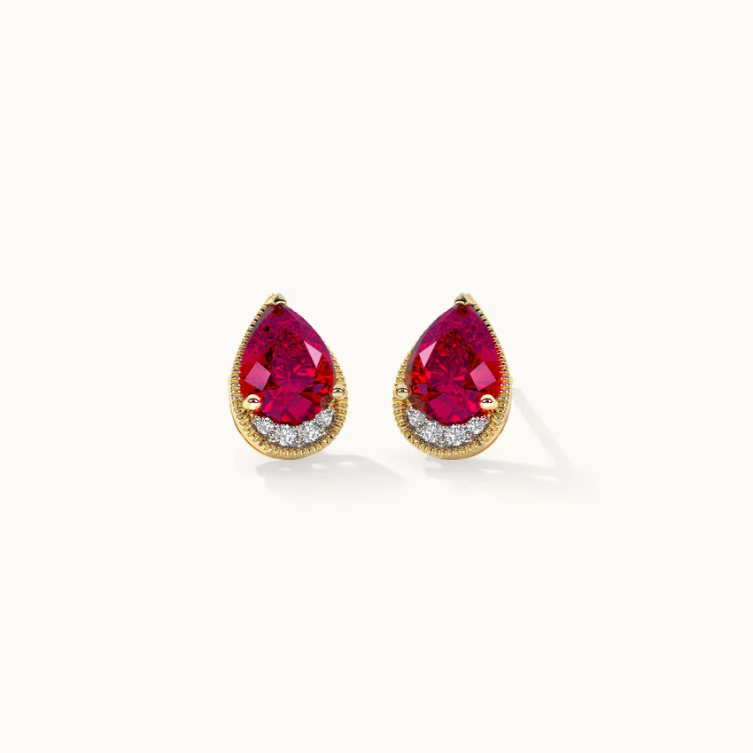 Pear Ruby & Diamond Earrings - Image 7