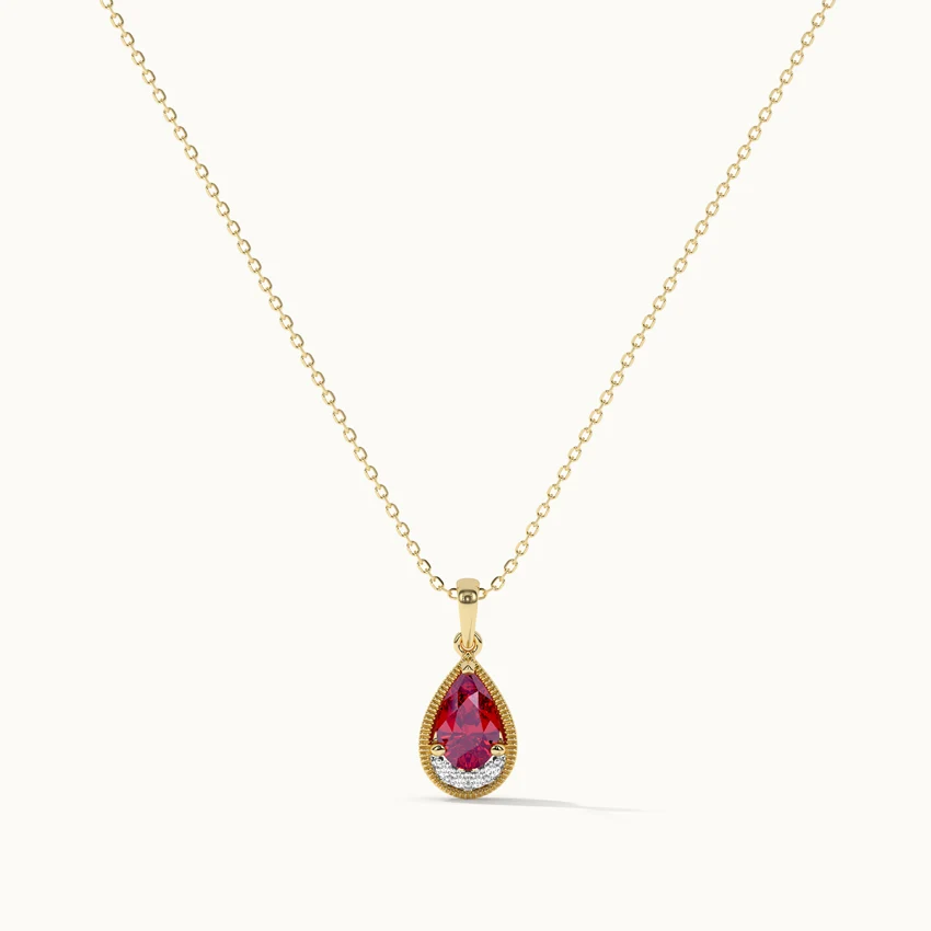 Pear Ruby & Diamond Necklace - Image 3