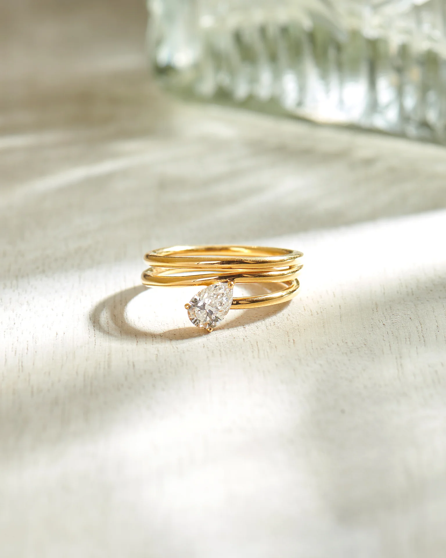 Pear Solitaire Spiral Ring - Image 7