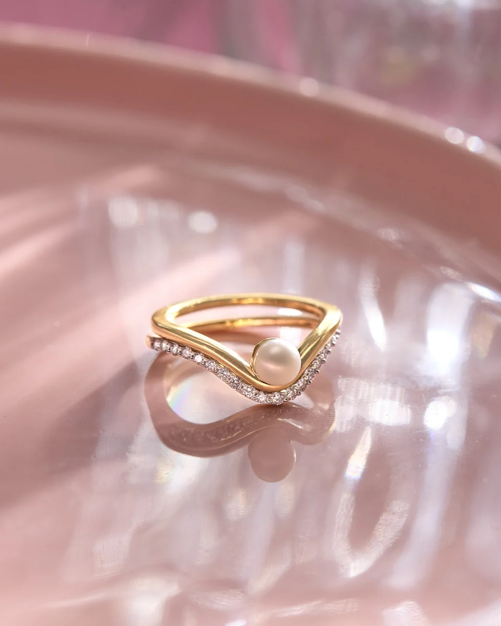 Pearl and Diamond Stack Ring - Image 5