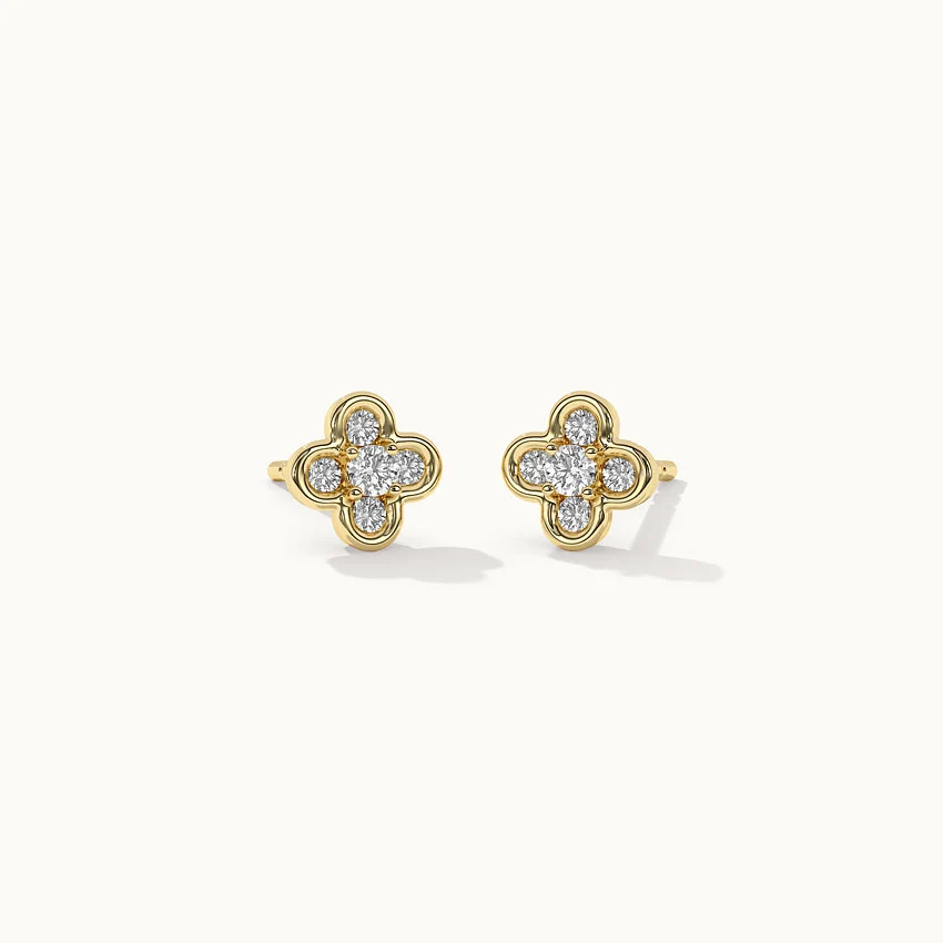 Petite Clover Diamond Earrings - Image 5