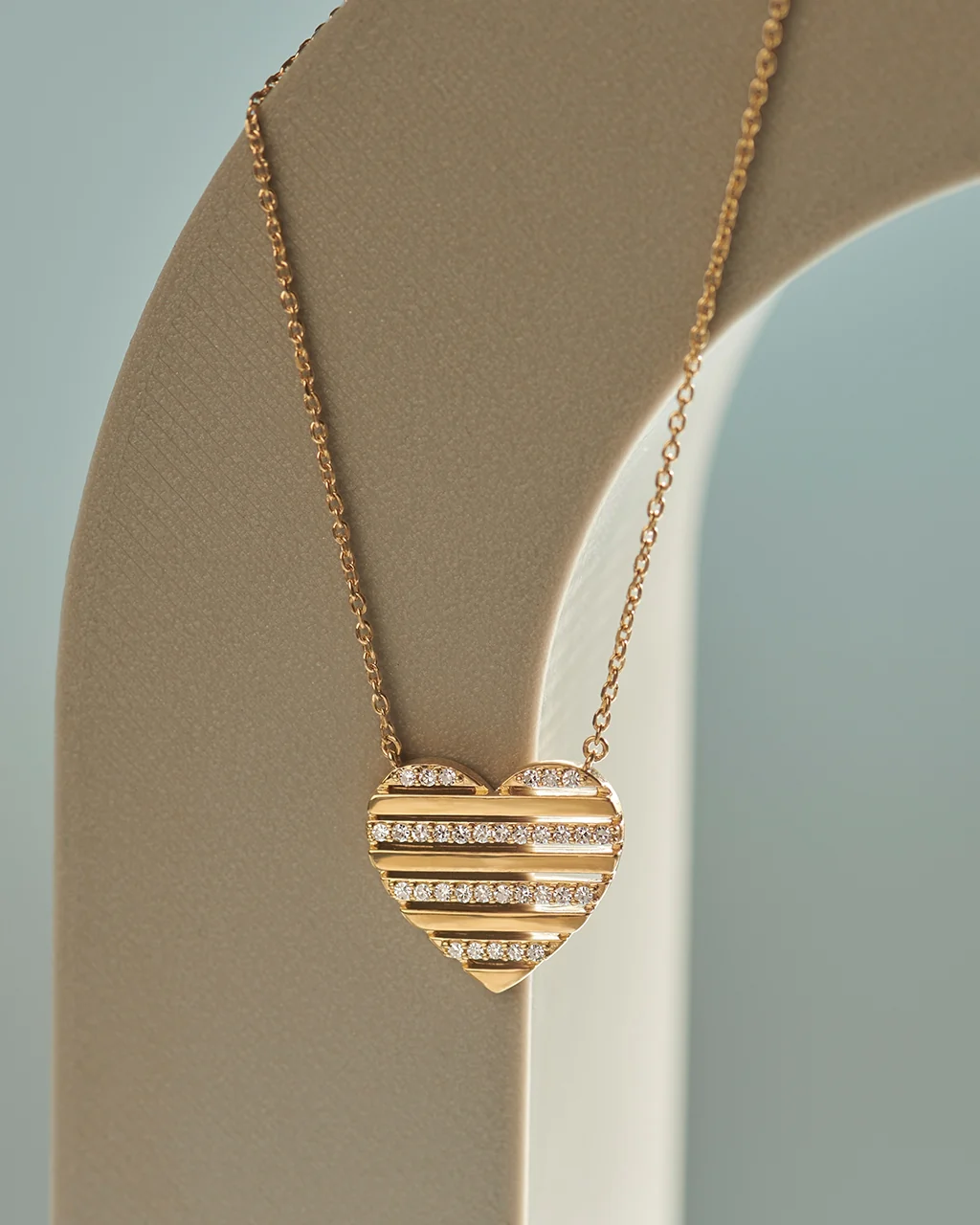 Pin Striped Heart Diamond Necklace - Image 5