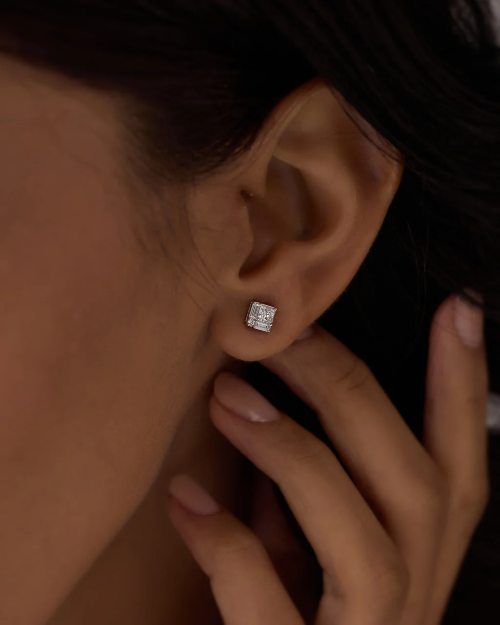 Princess Cluster Diamond Studs - Image 2