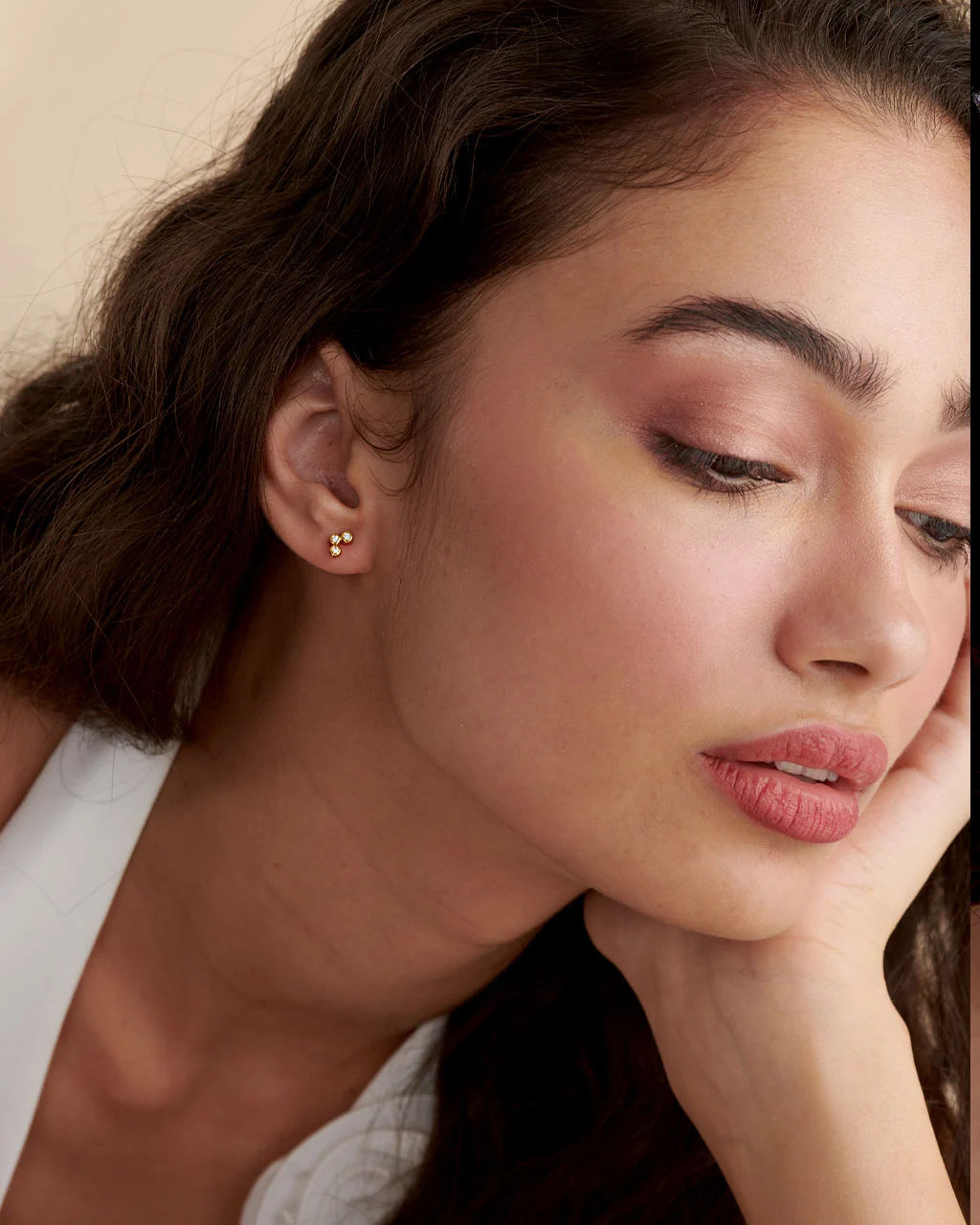 Petite Trio Small Diamond Earrings - Image 5