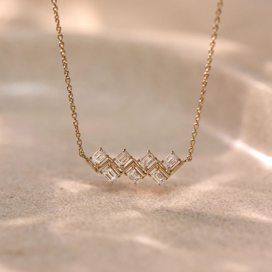 Radiant Diamond Bar Necklace