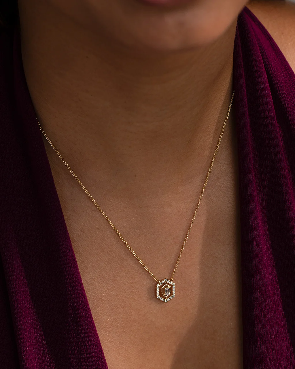 Radiant Halo Diamond Necklace - Image 4