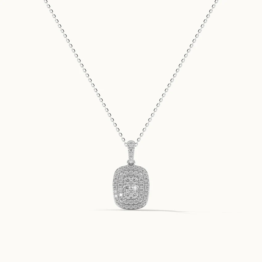 Rectangle Cluster Diamond Necklace - Image 3