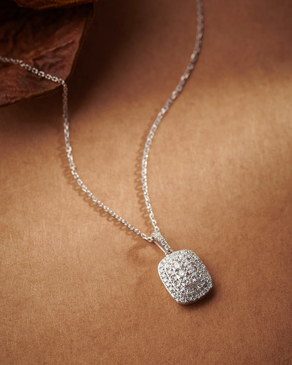 Rectangle Cluster Diamond Necklace - Image 5