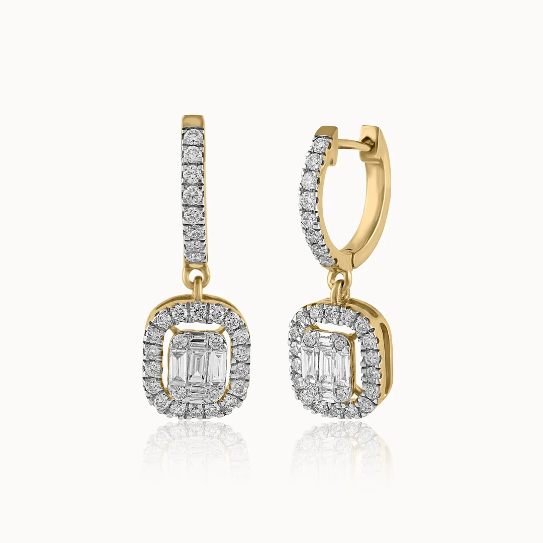 Rectangle Halo Diamond Hoops - Image 3