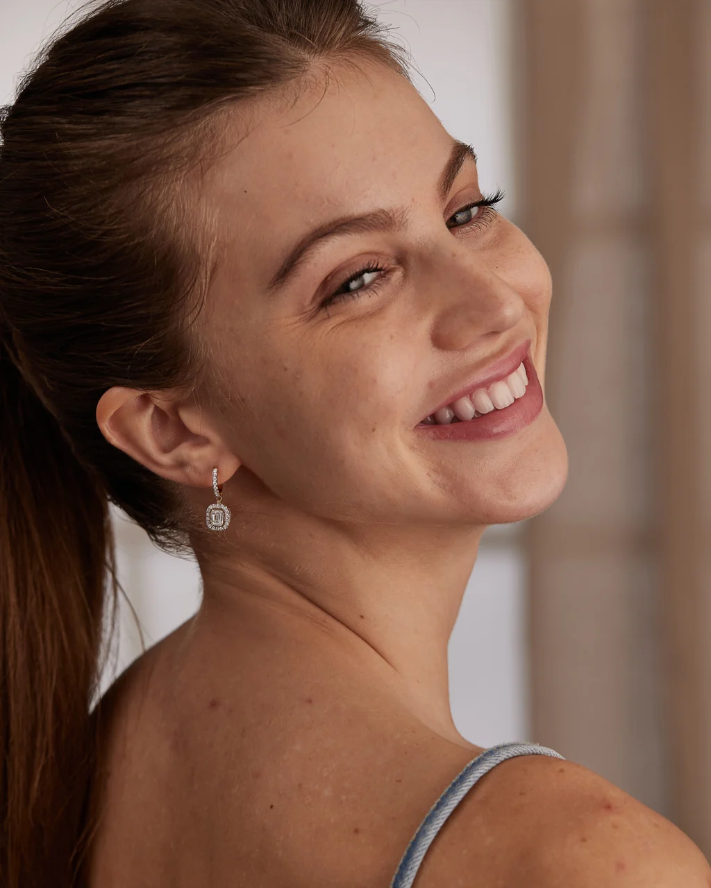 Rectangle Halo Diamond Hoops - Image 4