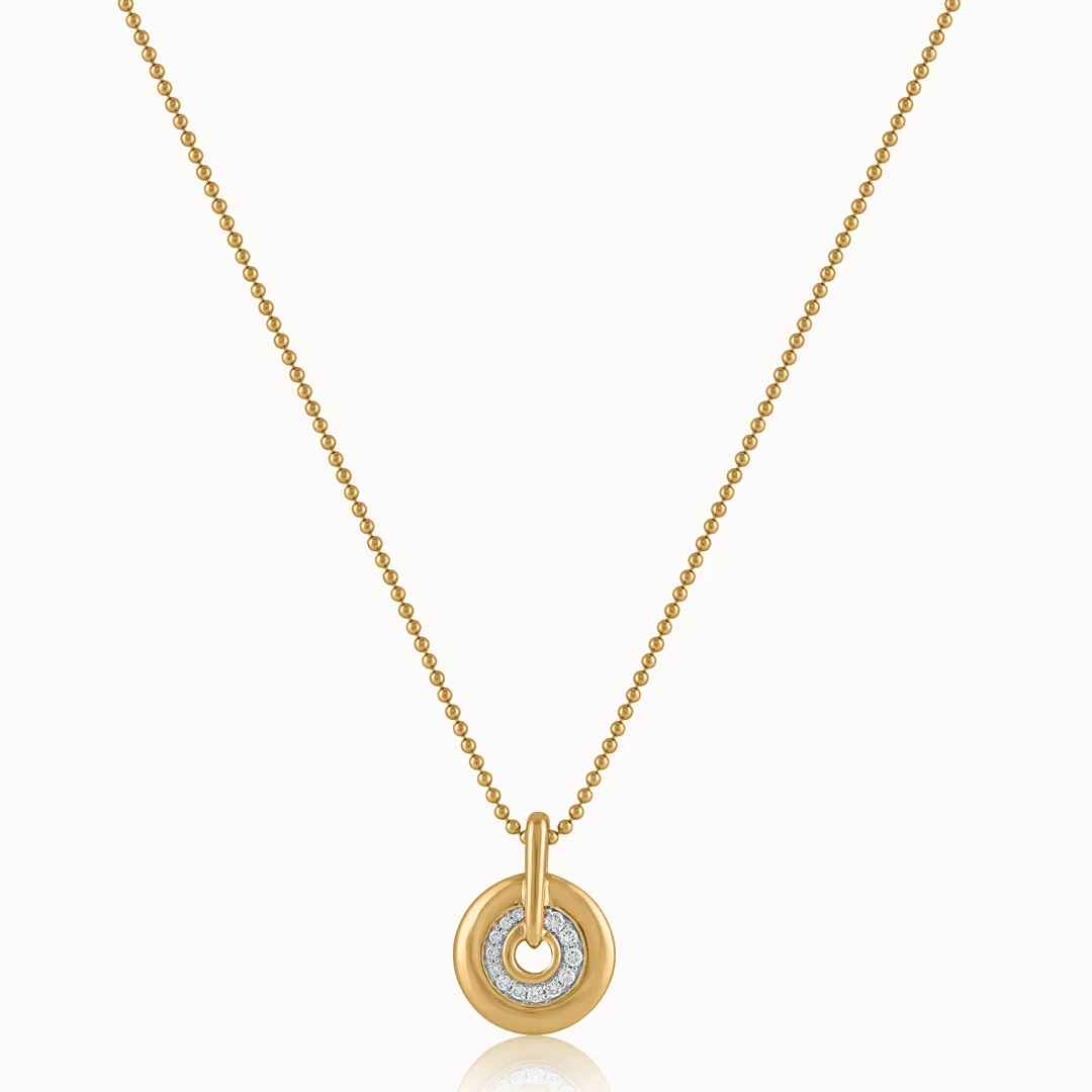 Round Bold Gold Diamond Necklace - Image 3
