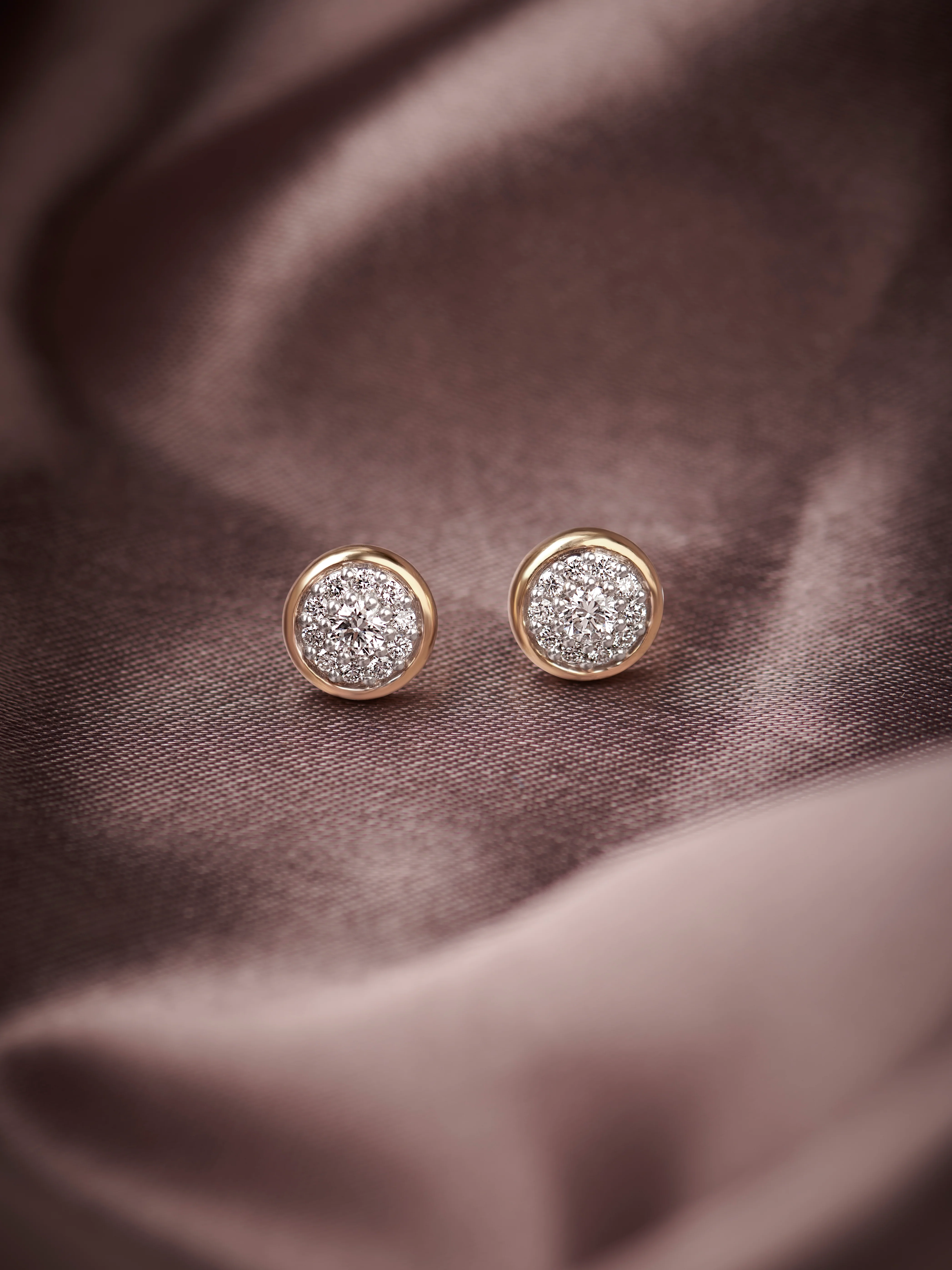 Round Cluster Dainty Diamond Earrings - Image 4