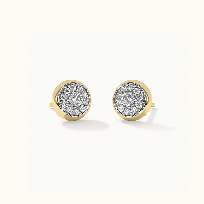 Round Cluster Dainty Diamond Earrings - Image 5