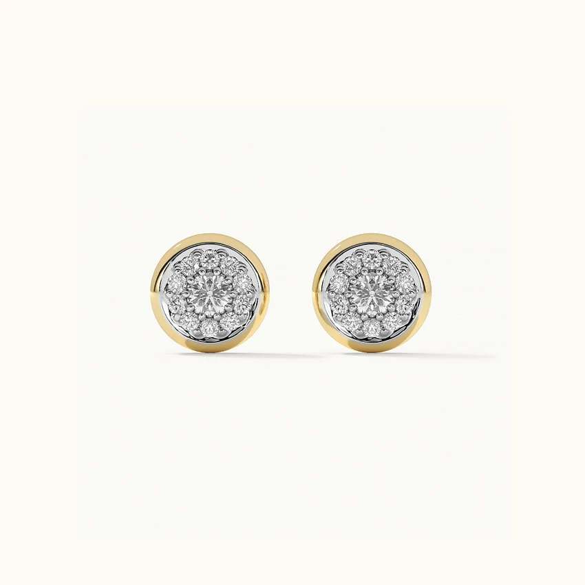 Round Cluster Dainty Diamond Earrings - Image 7