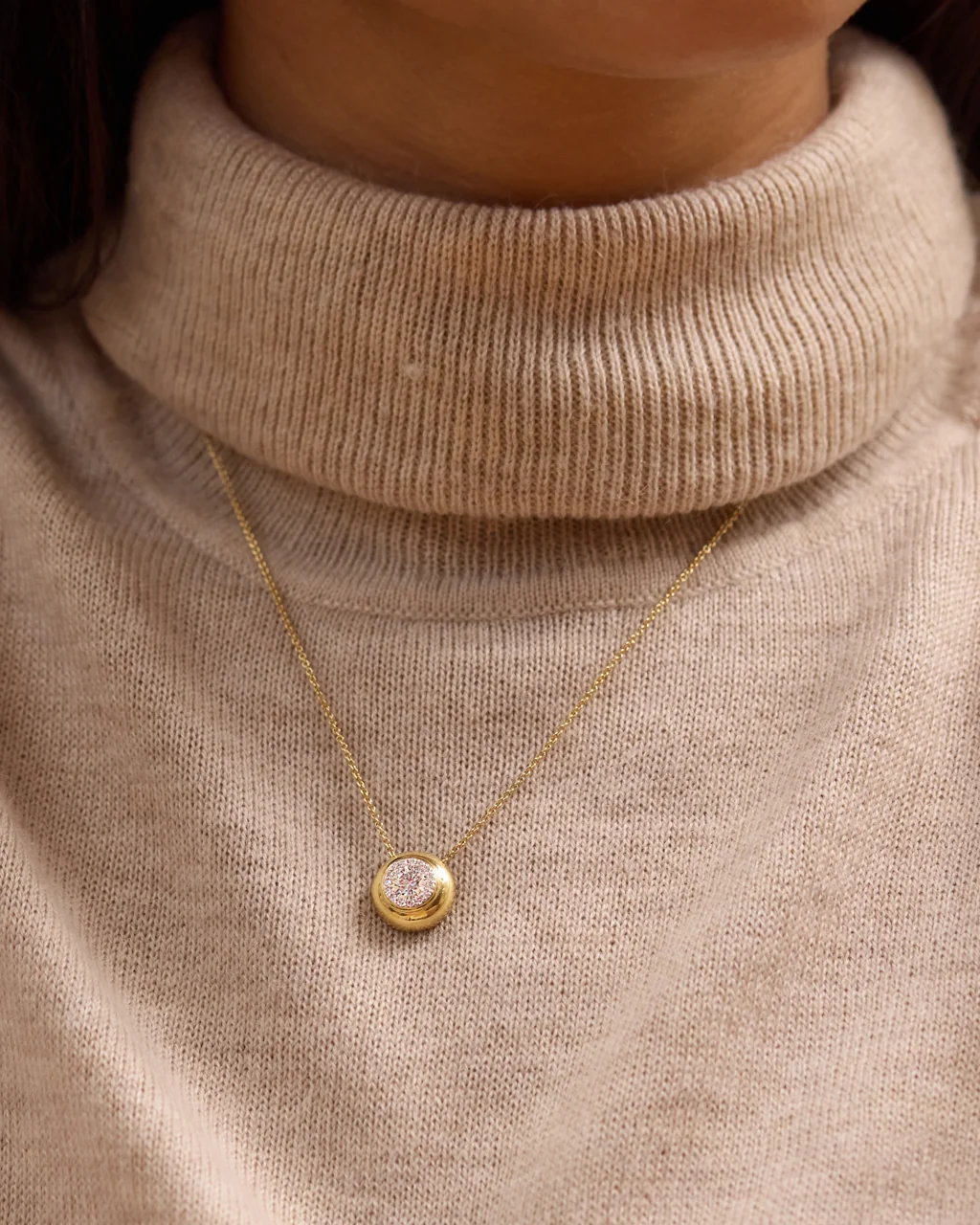 Round Diamond Cluster Necklace - Image 2