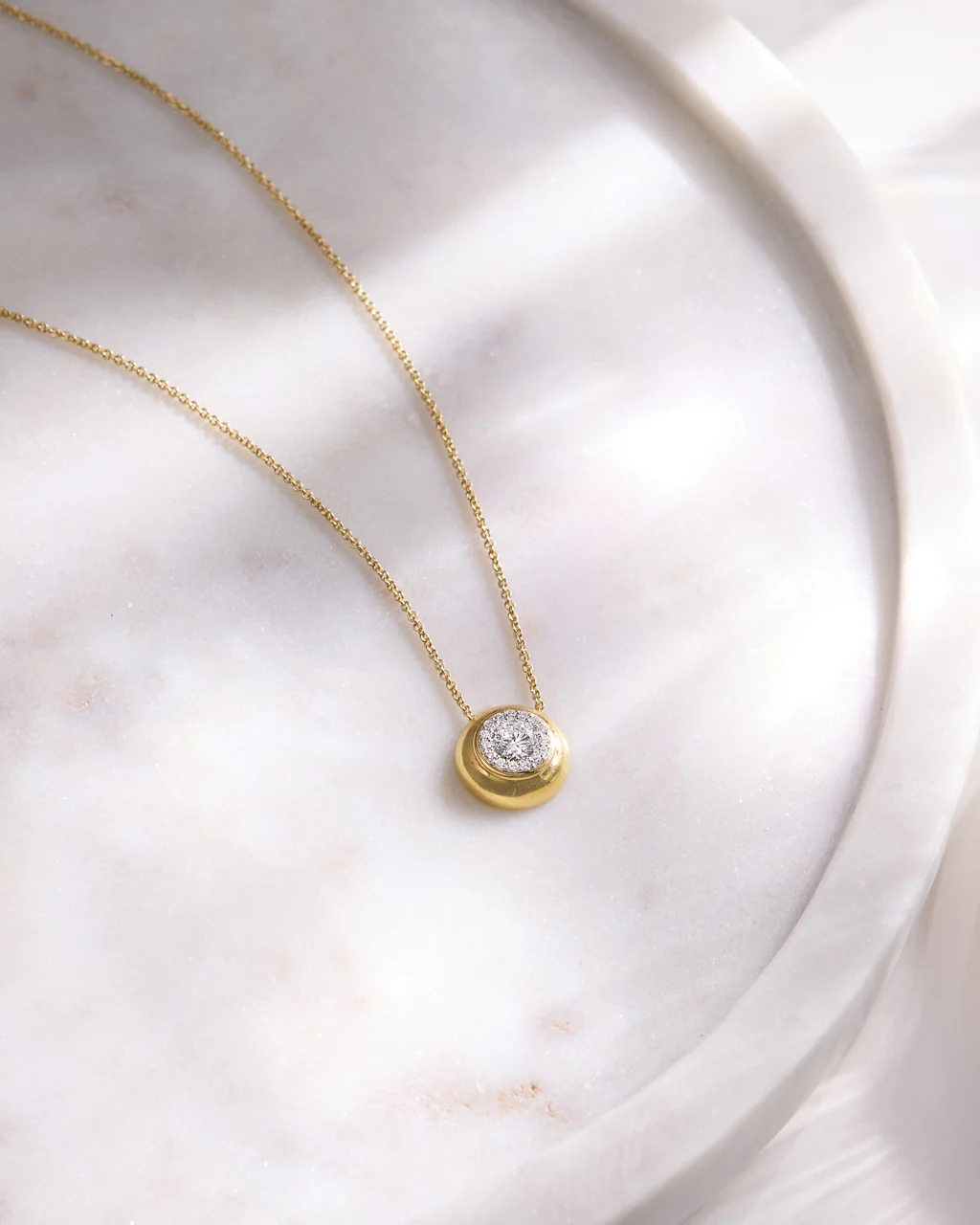 Round Diamond Cluster Necklace - Image 6