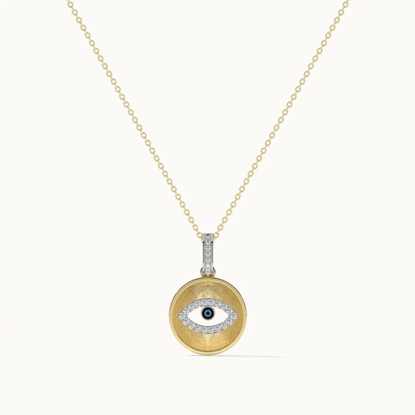 Round Evil Eye Diamond Necklace - Image 3