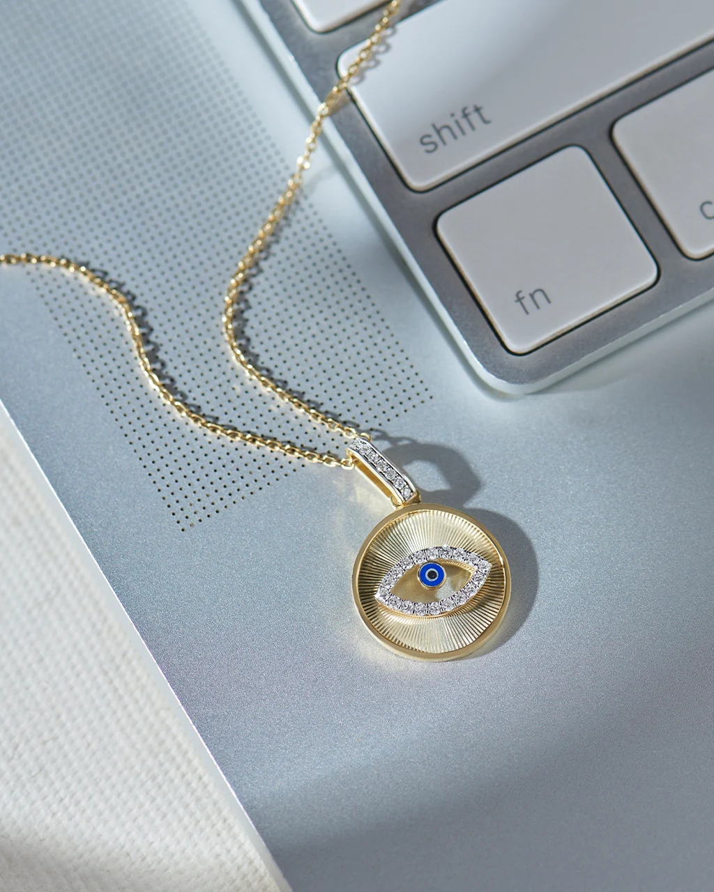 Round Evil Eye Diamond Necklace - Image 4