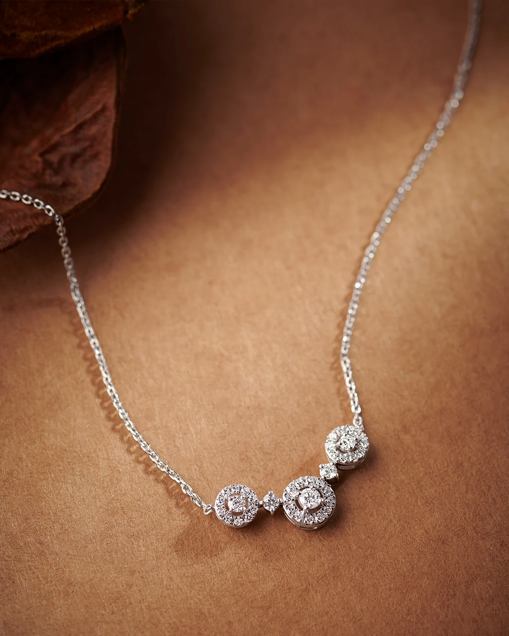 Round Halo Diamond Necklace - Image 5