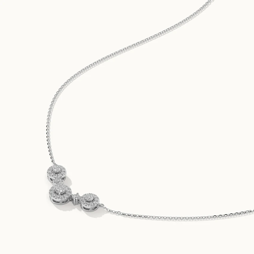 Round Halo Diamond Necklace - Image 6