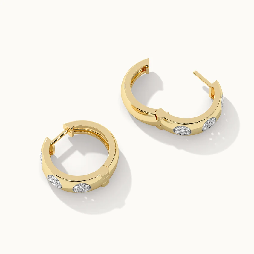 Round Station Cluster Diamond Hoops - Image 6