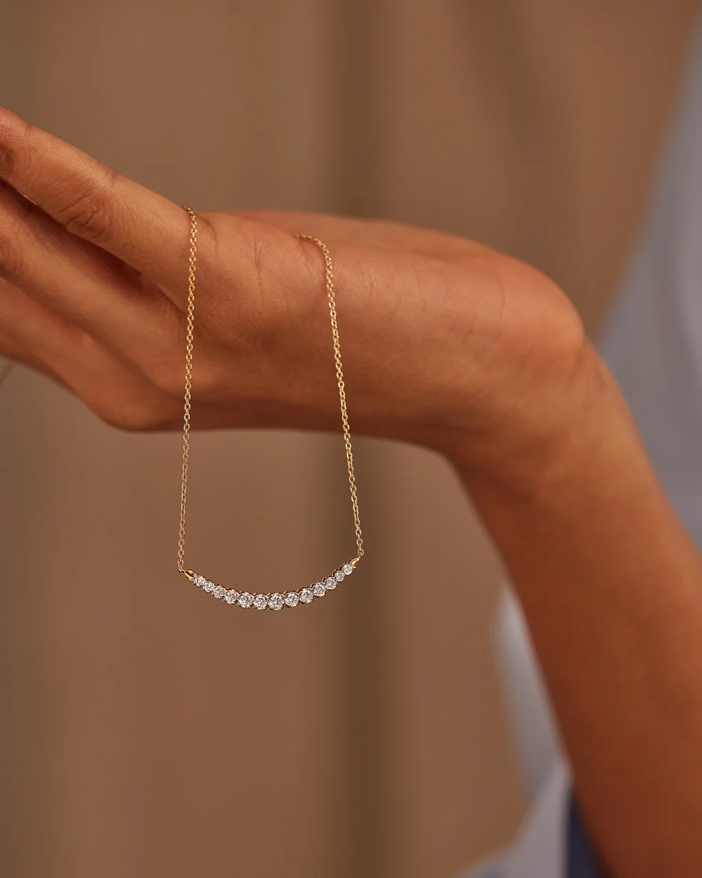 Scallop Bar Diamond Necklace - Image 2