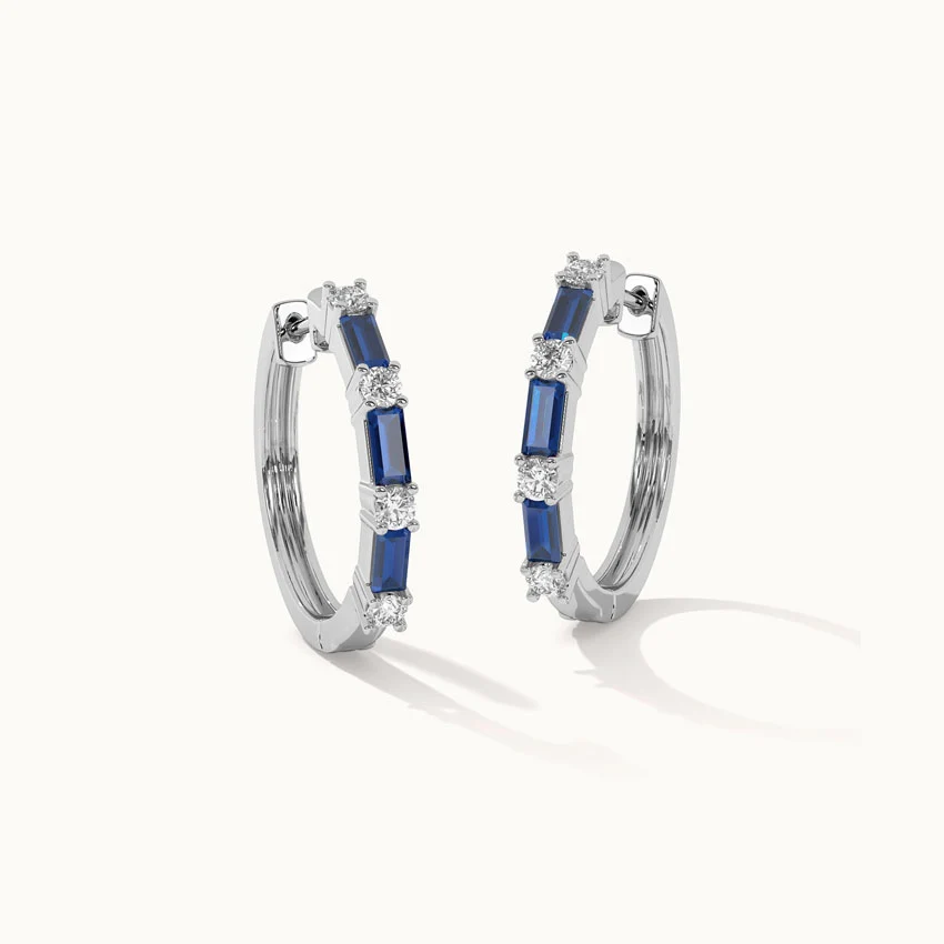 Single Row Station Diamond Hoops - Image 3