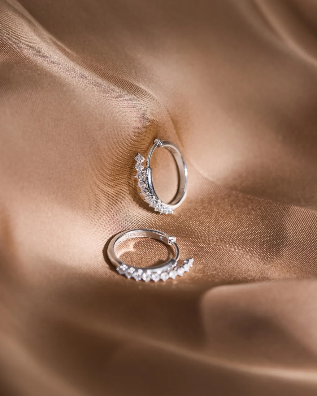 Sleek Diamond Line Hoop Earrings - Image 4