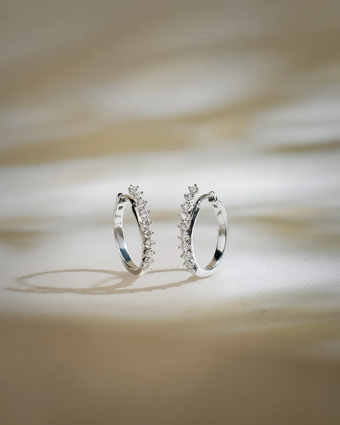 Sleek Diamond Line Hoop Earrings - Image 5