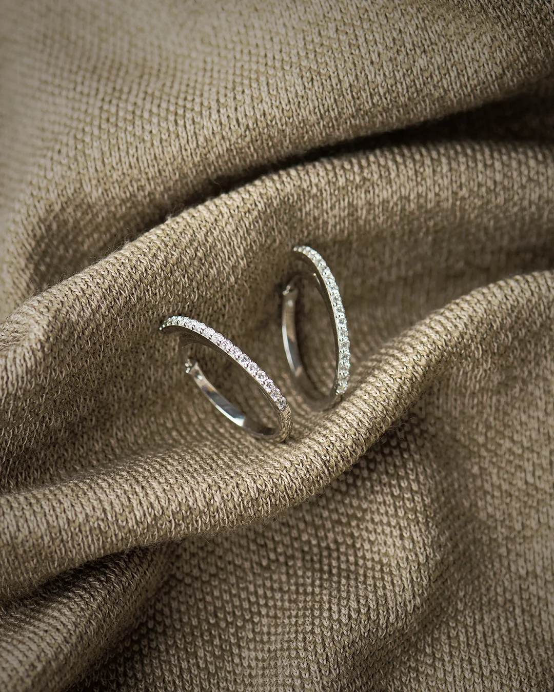 Sleek Diamond Medium Hoop Earrings - Image 4