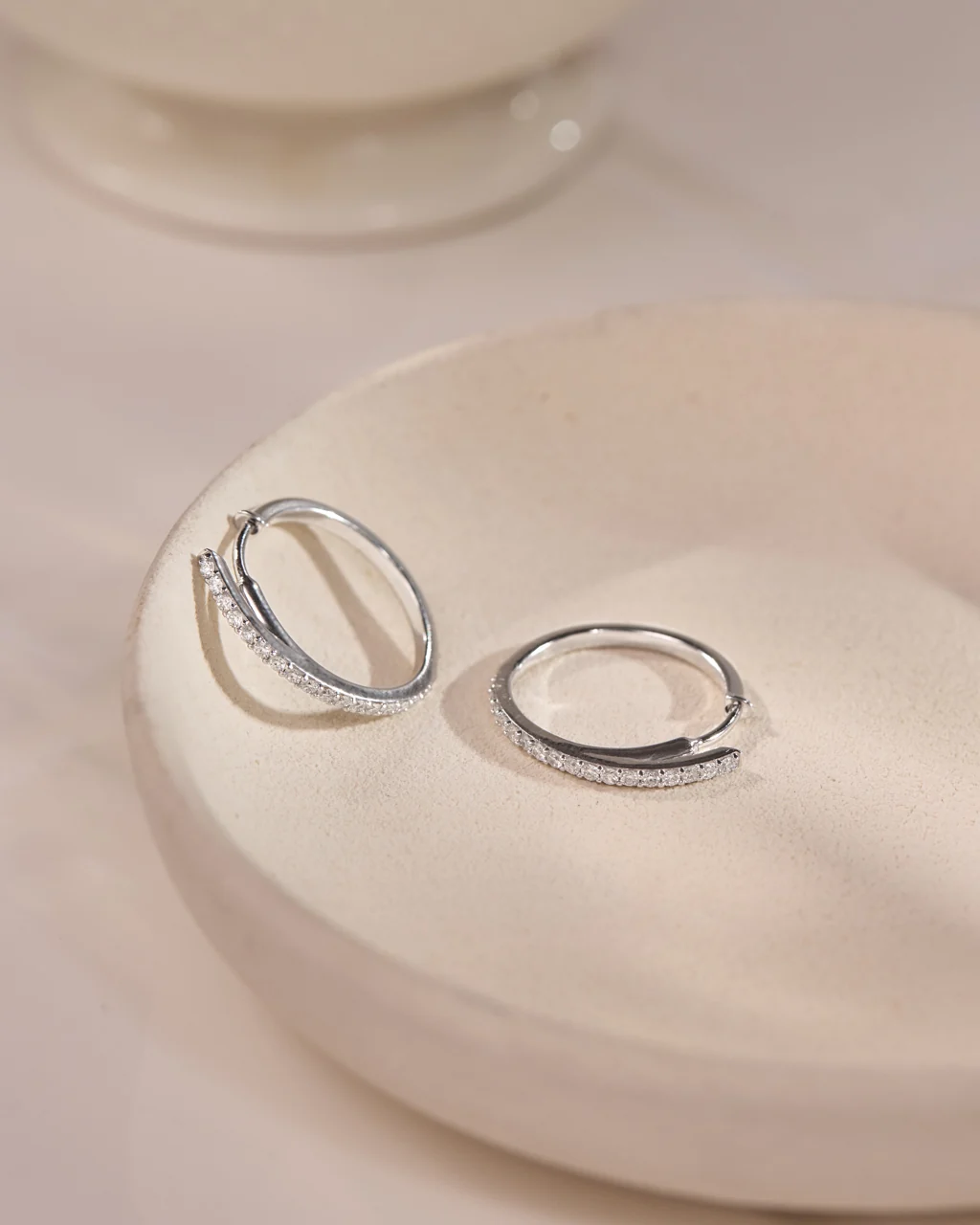 Sleek Diamond Medium Hoop Earrings - Image 5