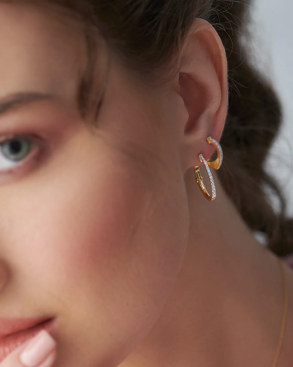 Sleek Pave Medium Hoops - Image 4