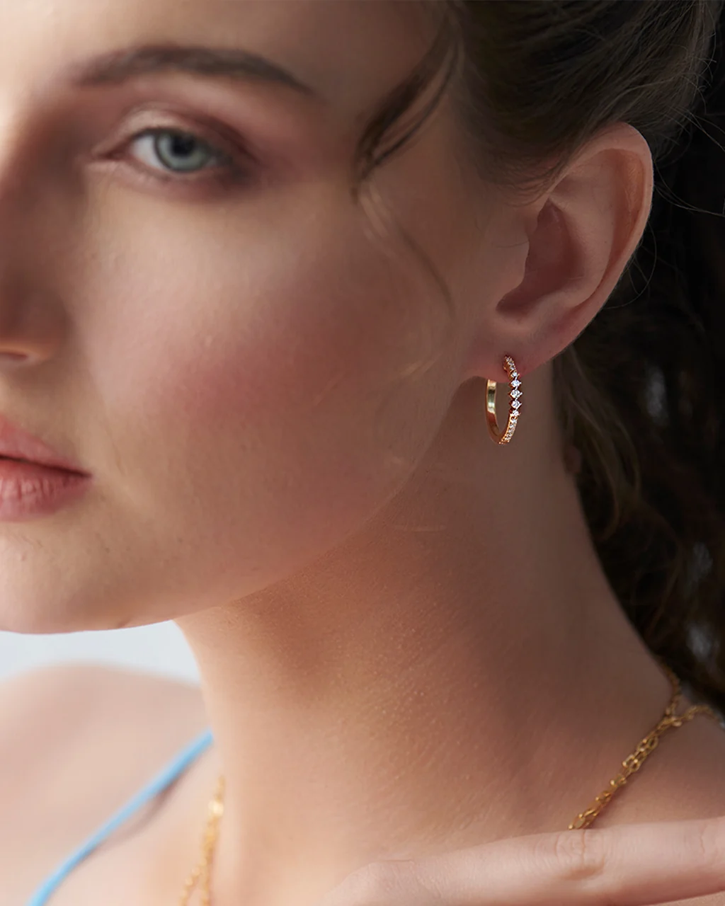 Slender Medium Diamond Hoops - Image 2