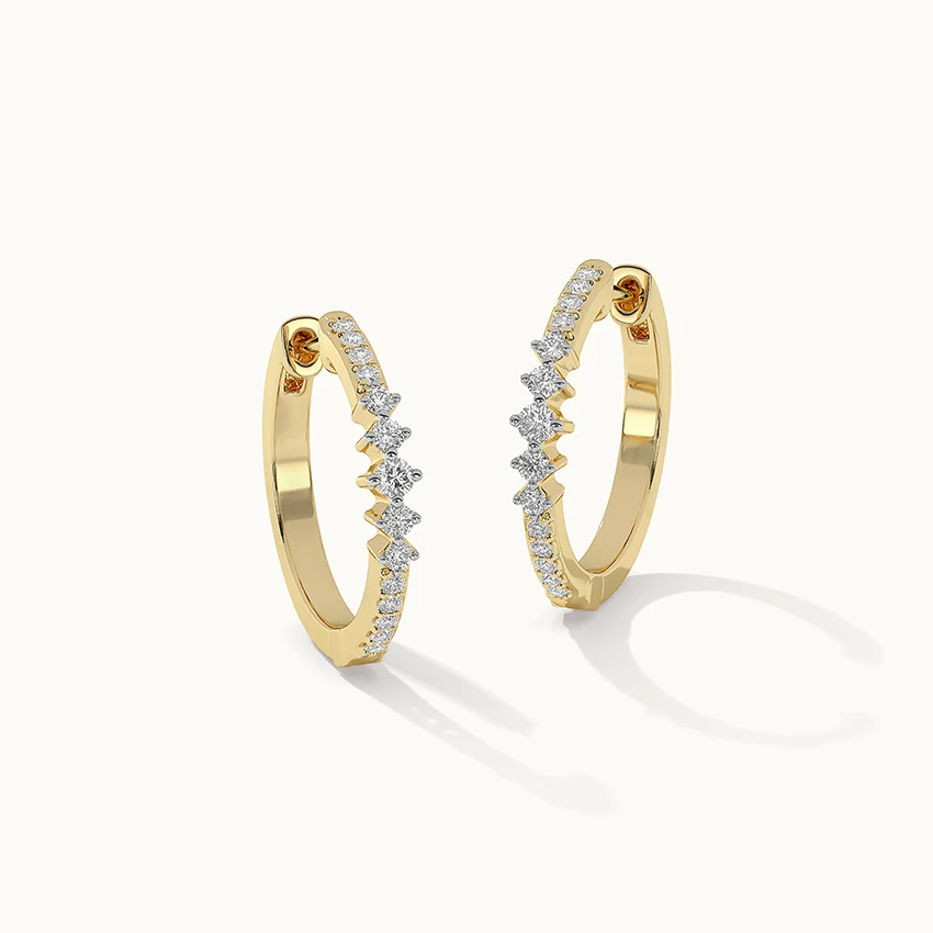 Slender Medium Diamond Hoops - Image 3