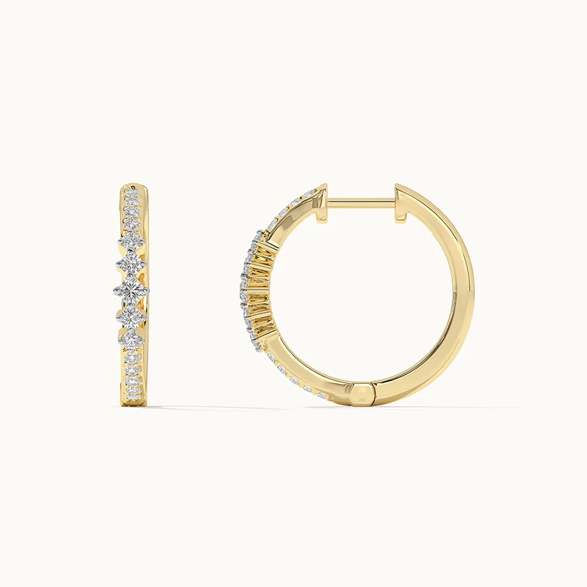 Slender Medium Diamond Hoops - Image 6