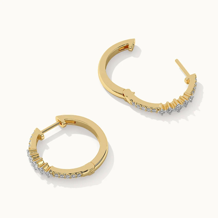 Slender Medium Diamond Hoops - Image 7