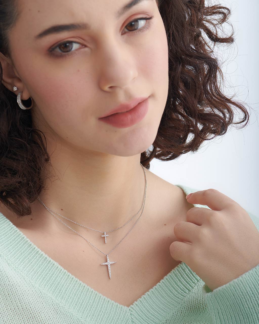 Small Cross Diamond Necklace - Image 4