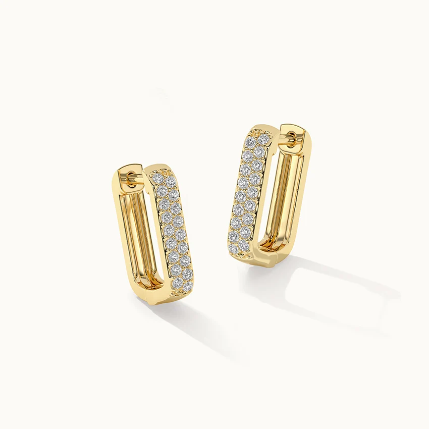 Small Rectangular Diamond Hoops - Image 3