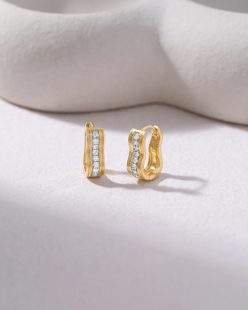 Soft Curve Diamond Hoops - Image 5